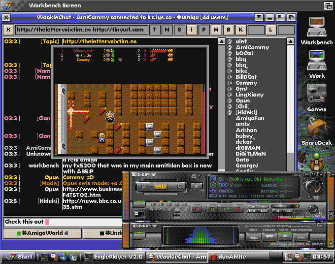 Chatting on IRC and playing Dynamite on my A1200